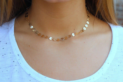 Coin Chain Necklace, Coin Chain Jewelry, Dainty Choker, Rose Gold Choker, Gold Choker, Silver Choker, Minimalist Necklace, Gift under 20