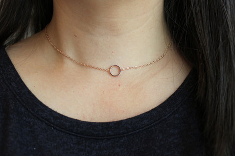 Rose Gold Necklace, Eternity Necklace, Infinity Necklace, Circle Necklace, Geometric Necklace, Minimalist Necklace, Delicate Choker