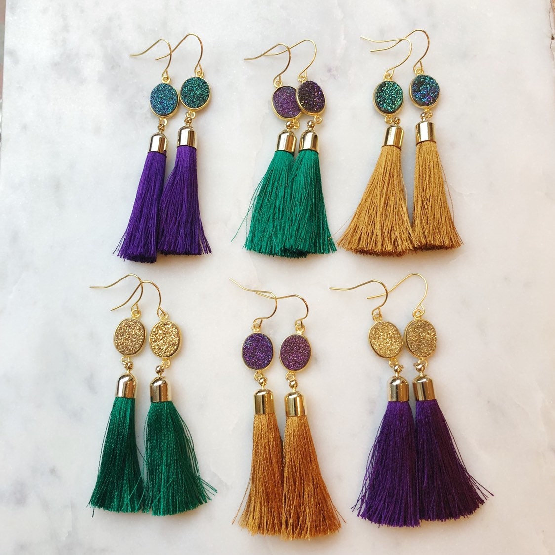 Mardi Gras Earrings, Mardi Gras Jewelry, Purple and Gold, Festival Earrings, Festival Jewelry Boho Earrings Tassel Earrings, Fringe Earrings