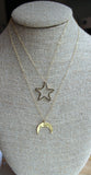 Gold Moon Necklace, Gold Star Necklace, Constellation Skies, Star Choker, Layered Necklace Set, Crescent Moon Necklace, Hammered Jewelry