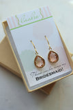 Gold Blush Earrings, Gold Champagne Earrings, Wedding Party Gifts, Bridal Party Gifts, Bridesmaid Proposal Gifts, Gold Blush Jewelry