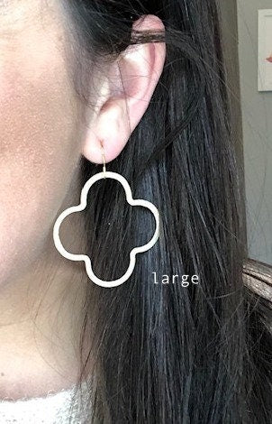 Silver Geometric Earrings, Geometric Statement Earrings, Geometric Statement Jewelry Statement Earrings Silver Clover Earrings Jewelry Gift