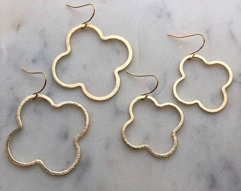 Gold Geometric Earrings, Geometric Statement Earrings, Geometric Statement Jewelry Gold Statement Earrings Gold Clover Earrings Jewelry Gift