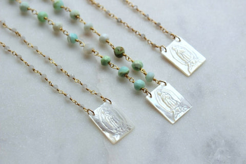 Virgin Mary Necklace, Scapular Necklace, Rosary Necklace, Rosary Chain Jewelry, Scapular Jewelry, Baptism Gift, Confirmation Gift