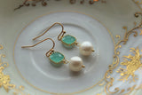 Pearl Earrings, Mint Earrings, Wedding Jewelry, Wedding Earrings, Bridal Party Gifts, Blue Bridesmaid Earrings, Mint Bridesmaid Jewelry