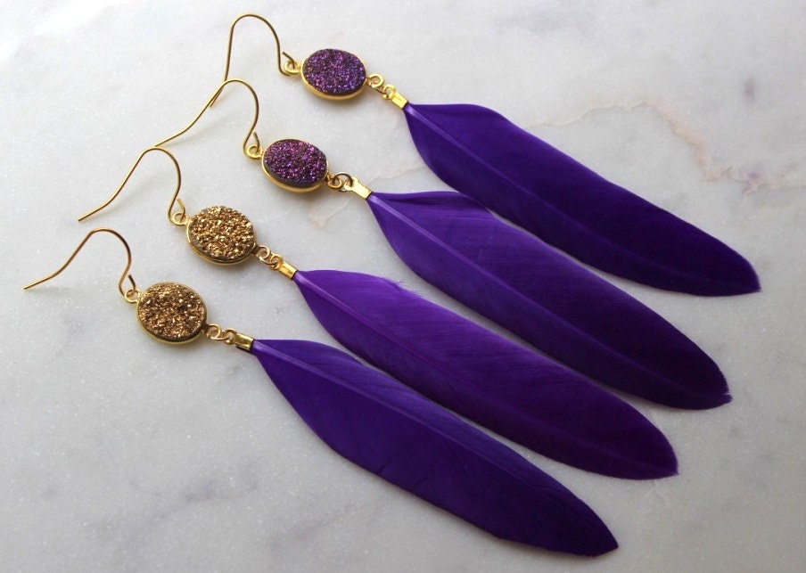 Gold Druzy Earrings