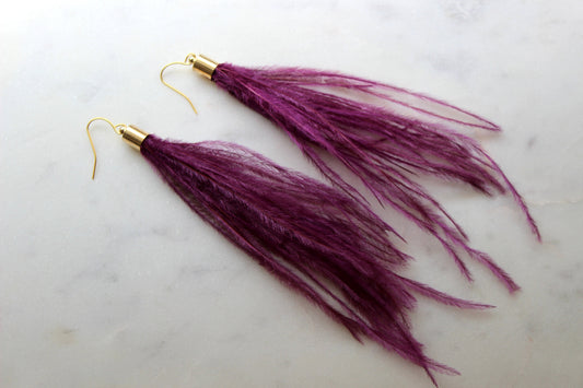 Purple Feather Earrings