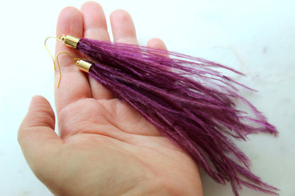 Purple Feather Earrings