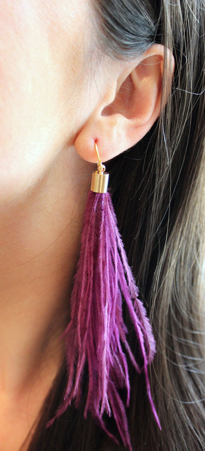 Purple Feather Earrings