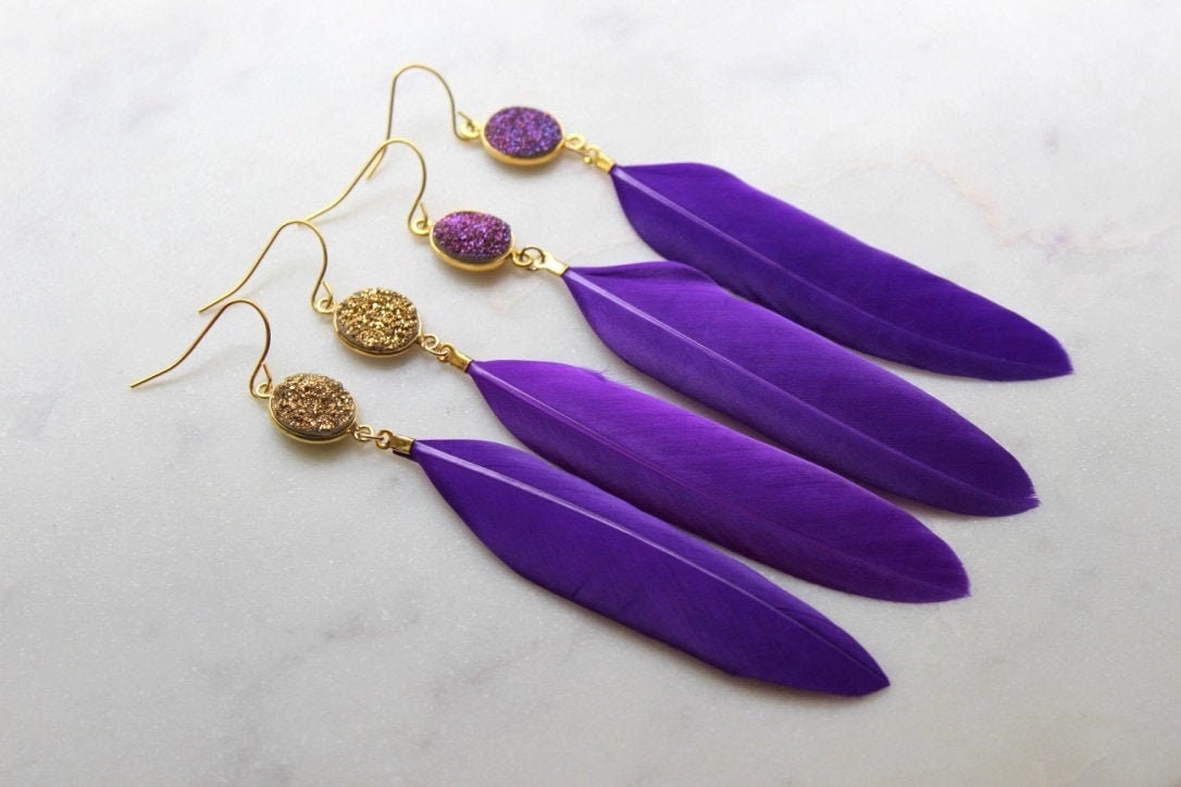 Gold Druzy Earrings