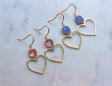Gold Heart Earrings, Pink Heart Earrings, Valentines Day Jewelry, Gold Heart Jewelry, Heart Statement Earrings, Love Earrings, Dainty