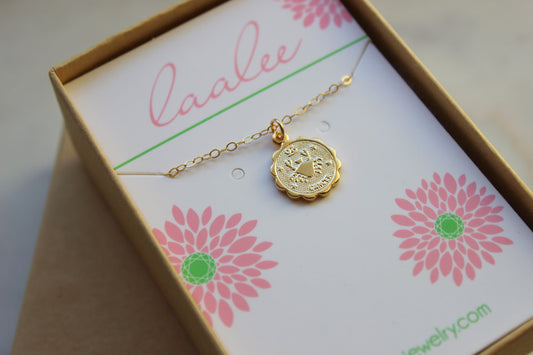 Cancer, Cancer Necklace, Gold Cancer Jewelry, Cancer Coin Necklace, Cancer Zodiac Necklace, Cancer Celestial Jewelry, Cancer Astrology Gift