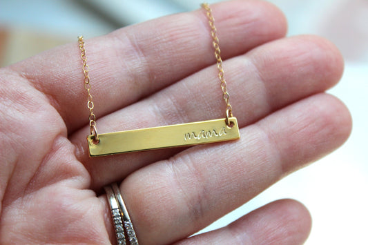 Gold Mama Necklace, Mama Bar Necklace, New Mommy Necklace, Push Present, New Mom Jewelry, Mothers Day Jewelry, Mothers Day Gift Mama Jewelry