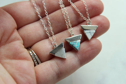 Silver Triangle Necklace, Silver Triangle Jewelry, Gemstone Necklace, Gemstone Jewelry, Geometric Necklace, Geometric Jewelry Dainty Jewelry