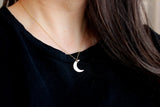 Half Moon Necklace, Half Moon Jewelry, Gold Moon Necklace, Gold Moon Jewelry, Crescent Moon Necklace, Moon Phase Necklace, Layering Necklace