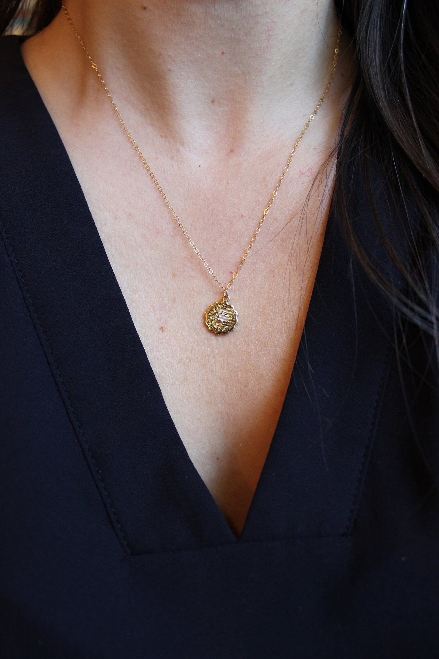 Aquarius, Aquarius Necklace, Gold Aquarius Jewelry, Aquarius Coin Necklace, Zodiac Necklace, Aquarius Celestial Jewelry, Aquarius Gift