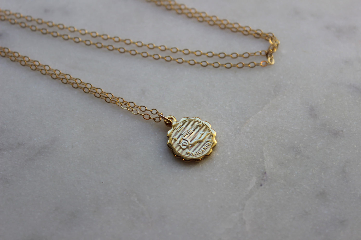 Aquarius, Aquarius Necklace, Gold Aquarius Jewelry, Aquarius Coin Necklace, Zodiac Necklace, Aquarius Celestial Jewelry, Aquarius Gift