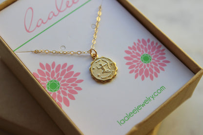 Sagittarius, Sagittarius Necklace, Gold Sagittarius Jewelry, Sagittarius Coin Necklace, Zodiac Necklace, Sagittarius Celestial Jewelry Gift