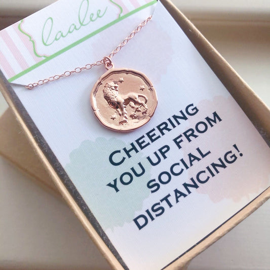 Social Distancing Gift, Quarantine Birthday, Zodiac Necklace, Zodiac Coin Necklace, Zodiac Jewelry, Celestial Jewelry, Social Distance Gift