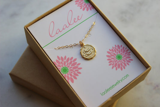 Gemini, Gemini Necklace, Gold Gemini Jewelry, Gemini Coin Necklace, Gemini Zodiac Necklace, Gemini Celestial Jewelry, Gemini Astrology Gift