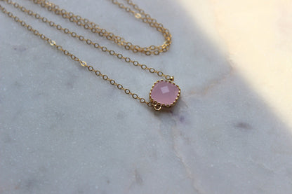Gold Pink Necklace, Dainty Blush Necklace, Blush Bridesmaid Jewelry, Baby Pink Jewelry, Bridal Party Gift, Bridesmaid Necklace Gift under 25