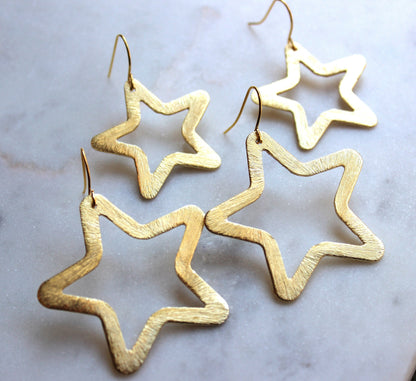 Gold Star Earrings, Gold Star Jewelry, Celestial Earrings, Celestial Jewelry, Festival Earrings, Boho Earrings, Bold Earrings, Star Struck