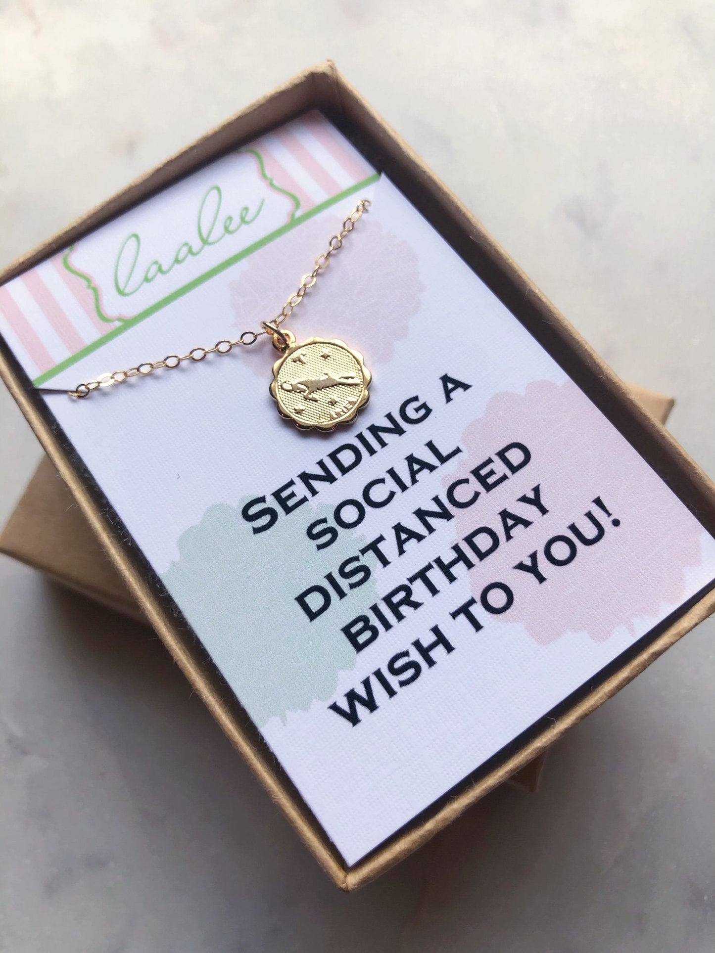 Social Distance Birthday Gift, Quarantine Birthday Gift, Celestial Jewelry, Gold Zodiac Necklace, Social Distancing, Aries Birthday Gift