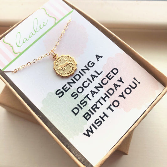 Social Distance Birthday Gift, Quarantine Birthday Gift, Celestial Jewelry, Gold Zodiac Necklace, Social Distancing, Taurus Birthday Gift