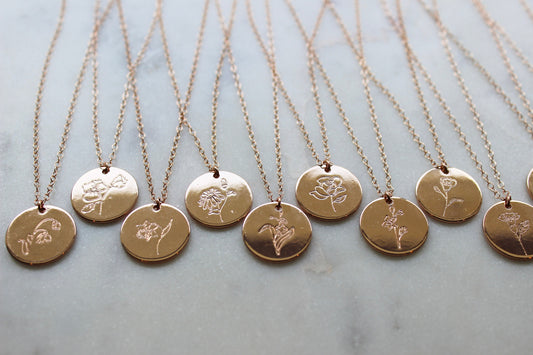 Rose Gold Birth Flower Necklace, Birth Flower Jewelry, Personalized Mother's Day Gift, Birthday Gift Birth Month Flower Mother's Day Jewelry