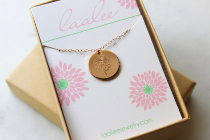 Rose Gold Birth Flower Bracelet, Birth Flower Jewelry, Birth Month Flower, Personalized Mother Gift Layered Disc Bracelet, Layering Bracelet