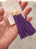Purple Tassel Earrings, Purple Fringe Earrings, Purple and Gold, Gameday Earrings