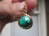 Emerald Green Earrings - Gold Plated -  Bridesmaid Earrings - Bridal Earrings