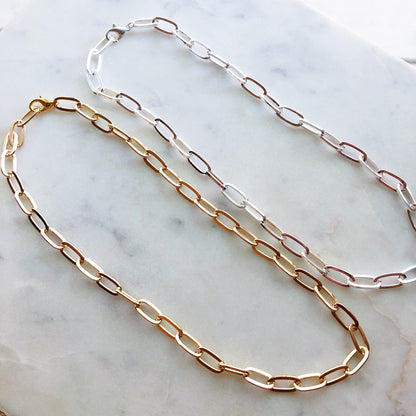Gold Chain Necklace, Gold Chain Choker, Paperclip Necklace, Dainty Choker, Layering Necklace, Minimalist Necklace, Link Choker