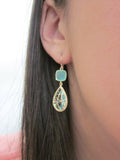 Aquamarine Blue Earrings Twisted Design - Bridesmaid Earrings Wedding Earrings Valentines Day Gift