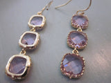 Lavender Earrings Gold Purple Earrings - Bridesmaid Earrings - Bridal Earrings - Wedding Earrings - Valentines Day Gift - Gift under 40