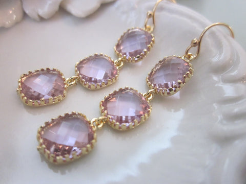 Lavender Earrings Gold Purple Earrings - Bridesmaid Earrings - Bridal Earrings - Wedding Earrings - Valentines Day Gift - Gift under 40