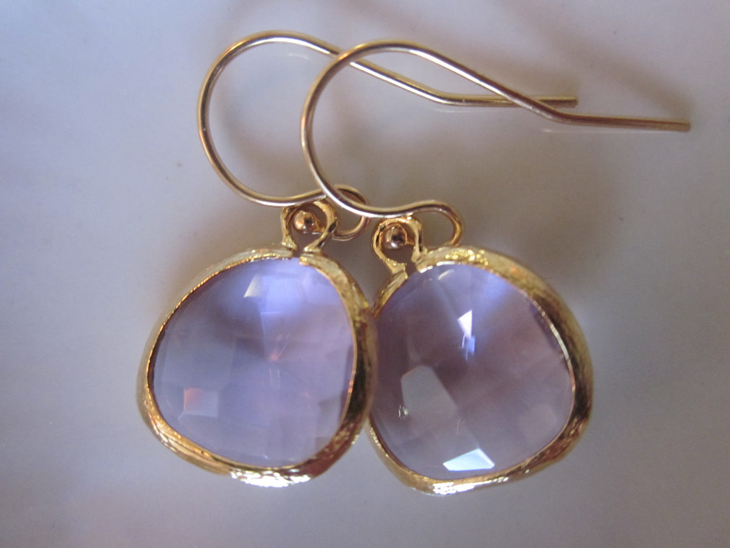Lavender Earrings Gold Purple Earrings - Bridesmaid Earrings - Wedding Earrings - Valentines Day Gift