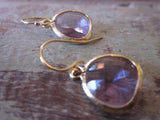 Lavender Earrings Gold Purple Earrings - Bridesmaid Earrings - Wedding Earrings - Valentines Day Gift