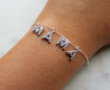Silver Mama Bracelet, Crystal Mama Bracelet, Personalized Jewelry, Custom Name Bracelet, Mama Letter Bracelet, Personalized Bracelet Mom