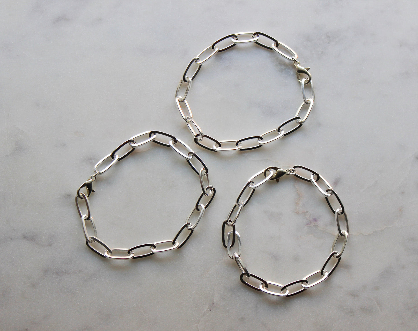 Silver Paperclip Bracelet Set, Paperclip Bracelets, Paperclip Jewelry, Link Chain Bracelets, Big Link Bracelet, Stackable Link Jewelry