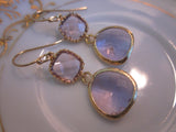 Lavender Earrings Gold - Purple Earrings Two Tier Glass Earrings - Bridesmaid Earrings - Bridal Earrings - Wedding Earrings
