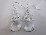 Silver Clear Earrings - Glass Earrings - Flower Earrings - Bridal Earrings - Bridesmaid Earrings - Wedding Earrings