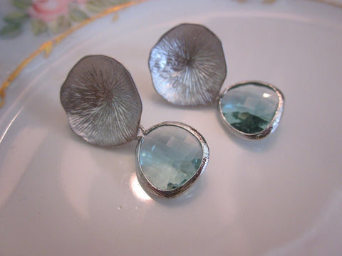 Prasiolite Earrings Silver Mushroom Coral - Bridesmaid Earrings - Bridal Earrings - Wedding Earrings