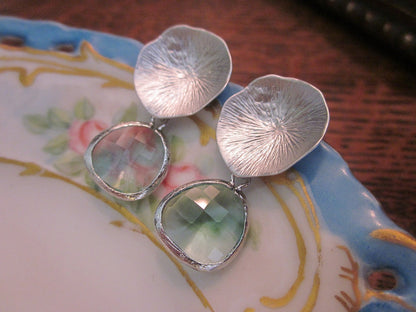 Prasiolite Earrings Silver Mushroom Coral - Bridesmaid Earrings - Bridal Earrings - Wedding Earrings