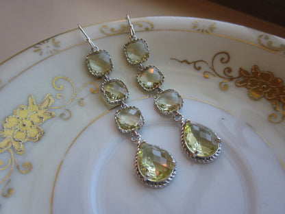 Citrine Earrings Yellow Earrings - 4 tier earrings - Sterling Silver - Bridesmaid Earrings - Wedding Earrings - Valentines Day Gift
