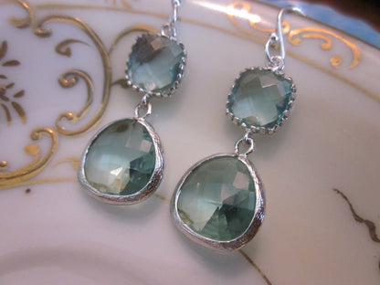 Prasiolite Earrings Silver Light Green Earrings - Sterling Silver Earwires - Bridesmaid Earrings Wedding Earrings Valentines Day Gift
