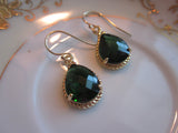 Emerald Green Earrings Teardrop Gold Rope Style - Bridesmaid Earrings Wedding Jewelry Bridal Earrings Valentines Day Gift