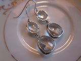 Crystal Earrings Silver Clear - Sterling Silver Earwires - Bridesmaid Earrings - Bridal Earrings - Wedding Earrings - Valentines Day Gift