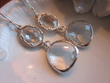 Crystal Earrings Silver Clear - Sterling Silver Earwires - Bridesmaid Earrings - Bridal Earrings - Wedding Earrings - Valentines Day Gift