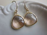 Peach Champagne Earrings Light Pink Gold Plated - Bridesmaid Earrings - Wedding Earrings - Bridal Earrings